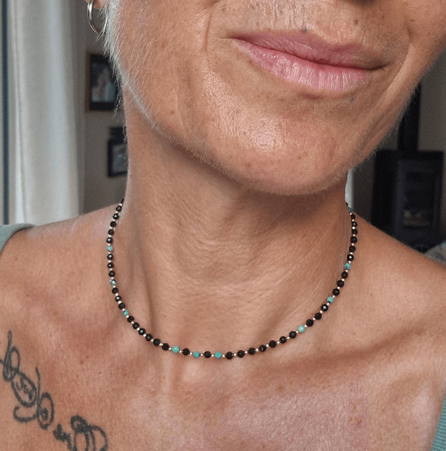 Collier Stone & Steel Onyx-turquoise