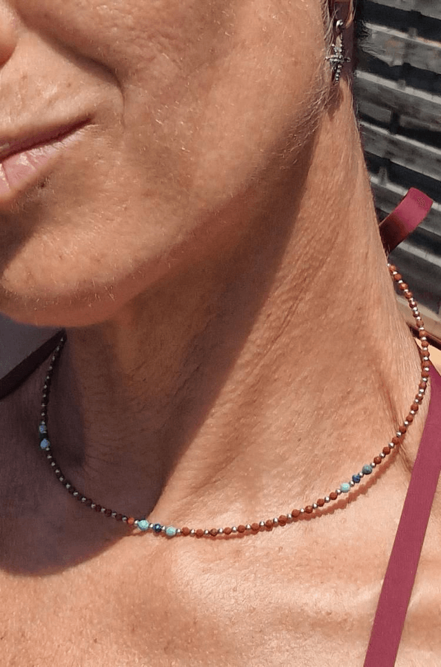 Collier Stone & Steel Jaspe Rouge