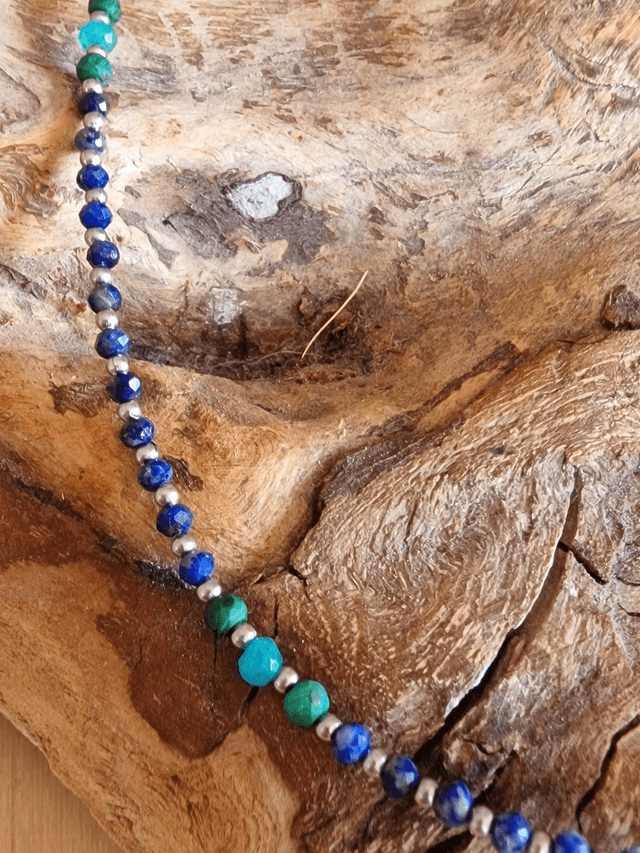 Collier Stone & Steel Lapis lazuli -turquoise-jade turquoise