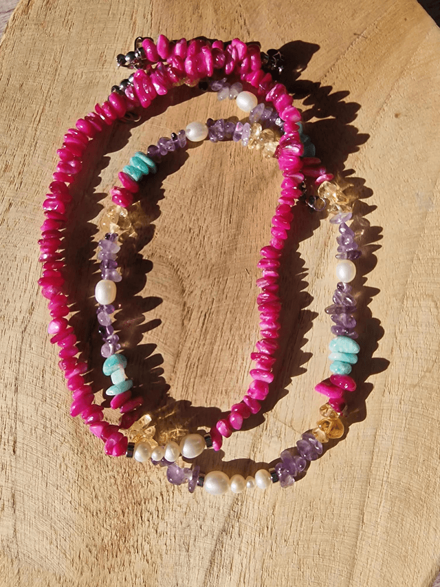 Collier Pearl & Reef Pink argent