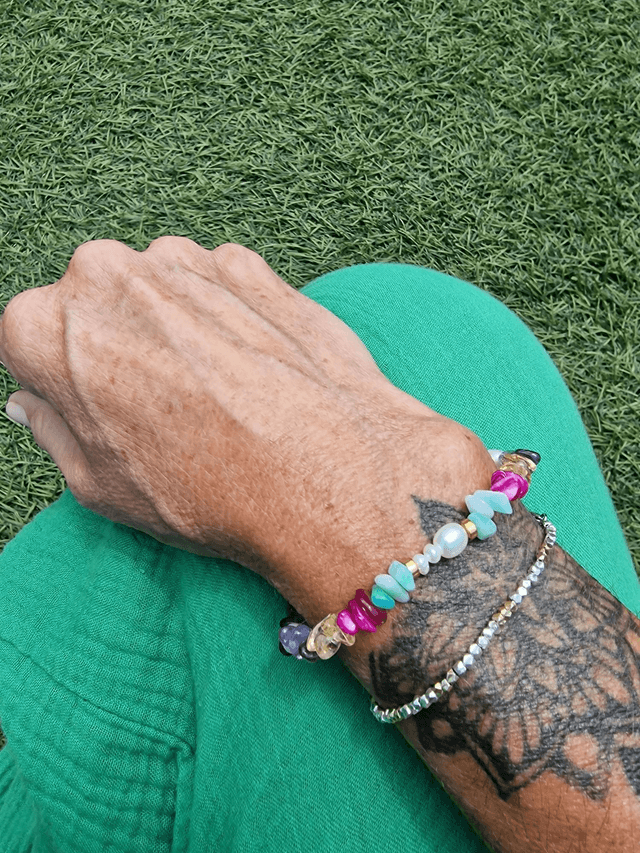 Bracelet Pearl & Reef rainbow doré