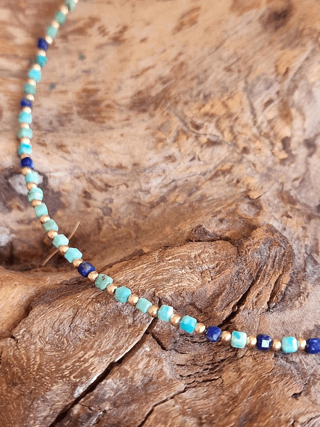 Collier Stone & Steel Turquoise-lapis lazuli